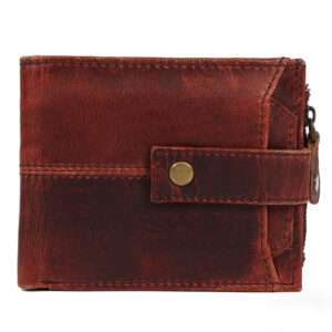 Premium Genuine Leather Cherry Brown Wallet with Multiple Compartments