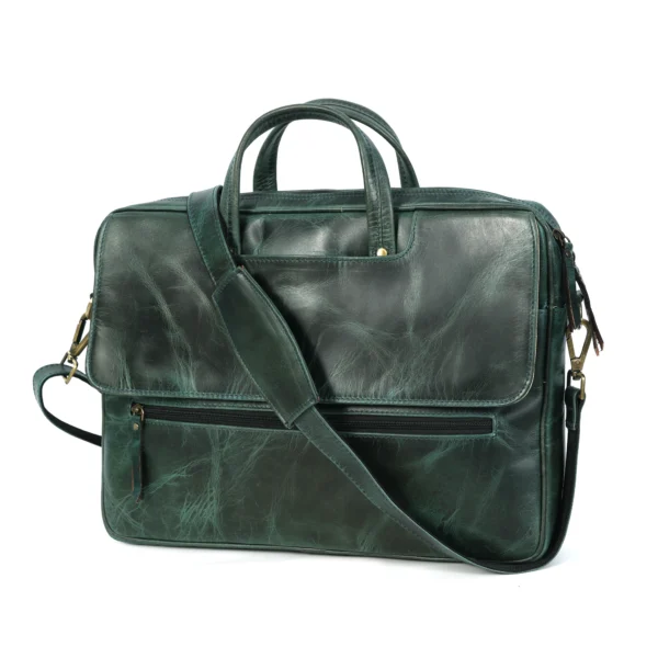 Elegant Leather Laptop Bag for Professionals – Green 16.5 inches
