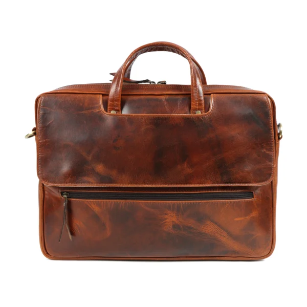 S2M Premium Genuine Leather Yellow Leather Messenger Laptop Bag