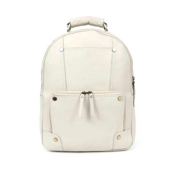 Unisex Genuine Leather Backpack by S2M – White