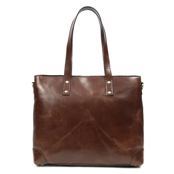 S2M Elegant Genuine Leather Brown Tote Work & Travel Bag for Women