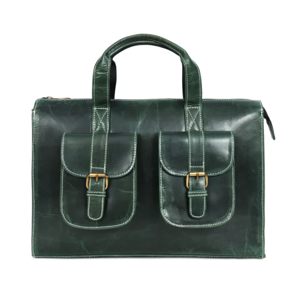S2M Executive Leather Messenger Laptop Bag – Green