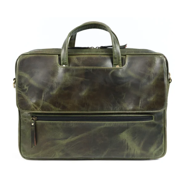 S2M Stylish Green Genuine Leather Messenger Laptops Bag