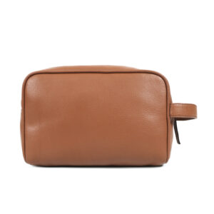 Premium Tan Leather Toiletry Bag for Men Travel Dopp Kit